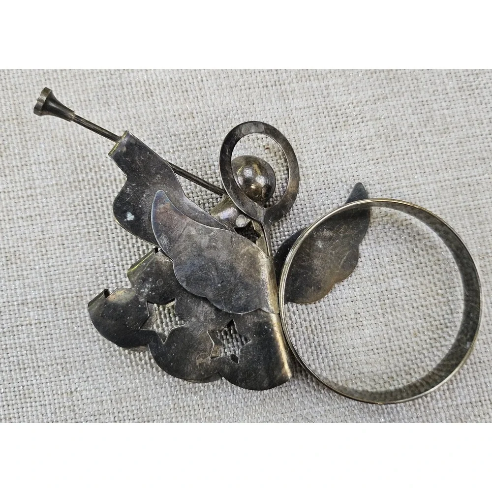 Angel Napkin Rings Set of 6 Silver Tone Vintage Trumpeting Holiday Christmas